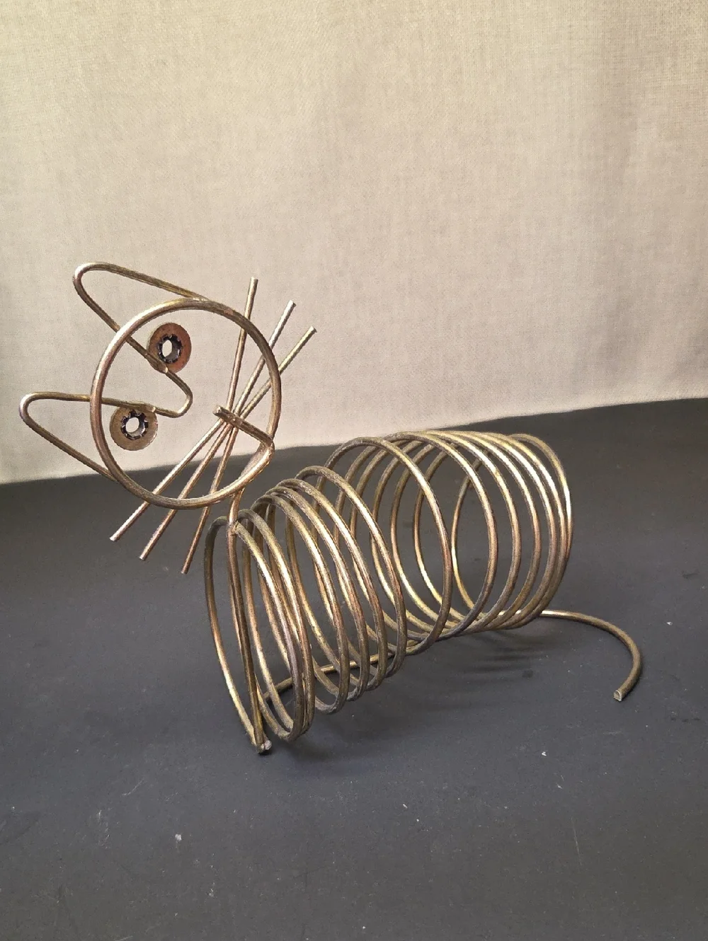 Vintage MCM CAT &‎ DOG Brass Metal Mail Holder Organizer
